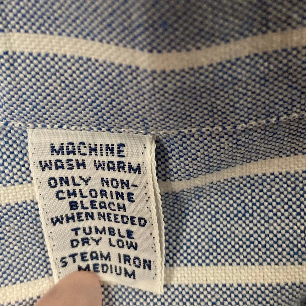 Ralph Lauren Mens L Button Down Blue White Striped Blake Oxford Shirt